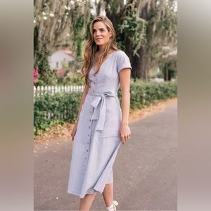 GAL MEETS GLAM VANESSA LILAC COLOR MIDI BUTTON FRONT DRESS SIZE: 4